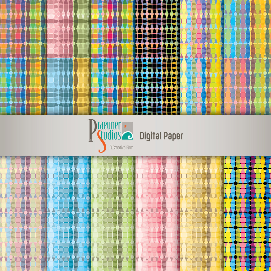 Digital Paper - Oval Pack 1 - Multi Color Rainbow Abstract Scrap Book