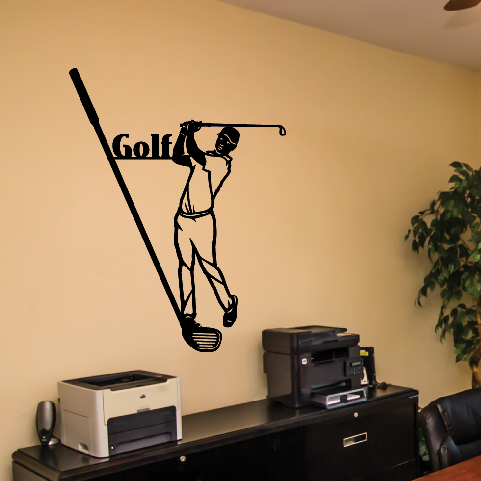 Office Wall Decor, Golfer Hitting Golf Ball CNC, Laser Cut File Stab Art Pattern in multiple formats, Father's day gift for Metal Yard Art