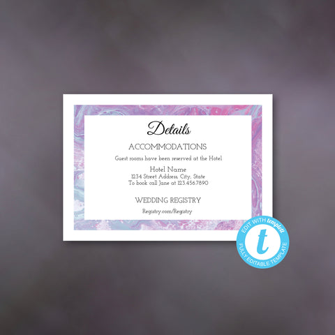 Pink & Blue Marble Boarder Wedding Suite