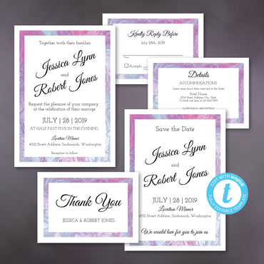 Pink & Blue Marble Boarder Wedding Suite