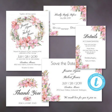 Pink & White Floral Wedding Suite