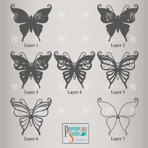 Butterfly Mandala Wall Art CNC Cut File