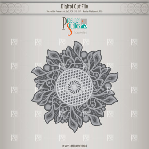 Floral Mandala Wall Art CNC Cut File