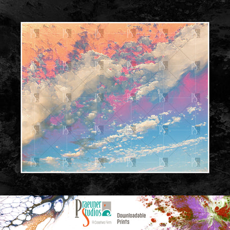 Pastel Sunrise Clouds, Pink, Peach, Yellow and Blue Sky, Abstract, Stylized or Illustrated