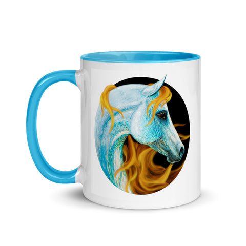 Fire and Ice Horse Head Mug with Color Inside